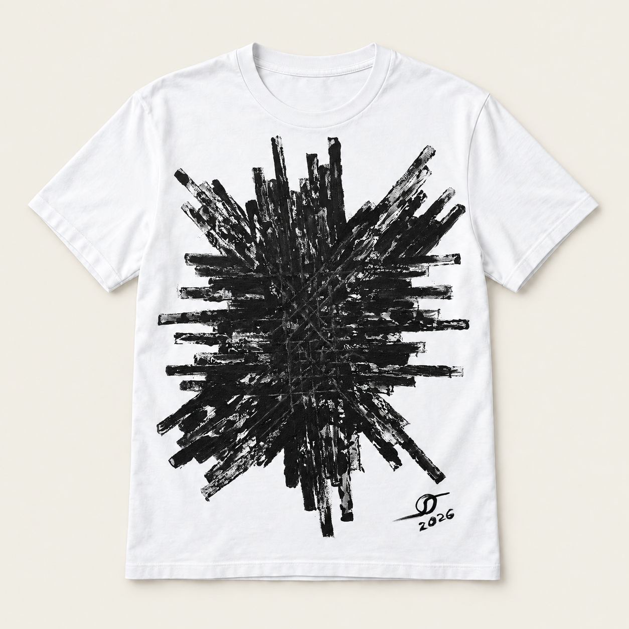 Basalt print on a white T-shirt