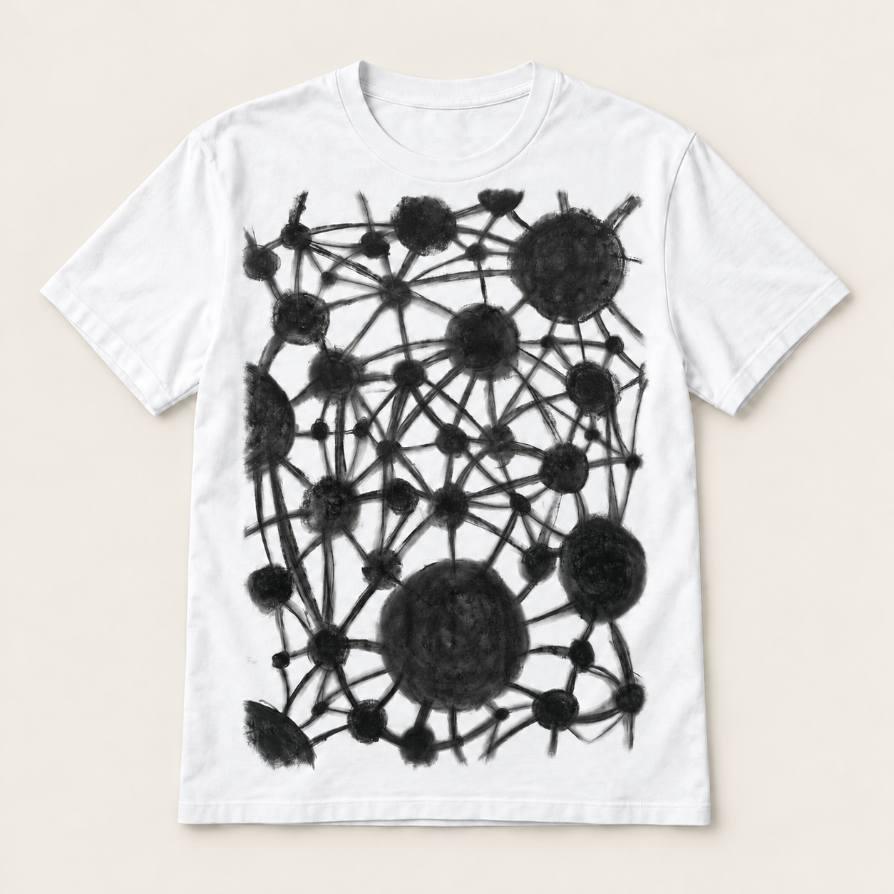 Connections print on a white T-shirt