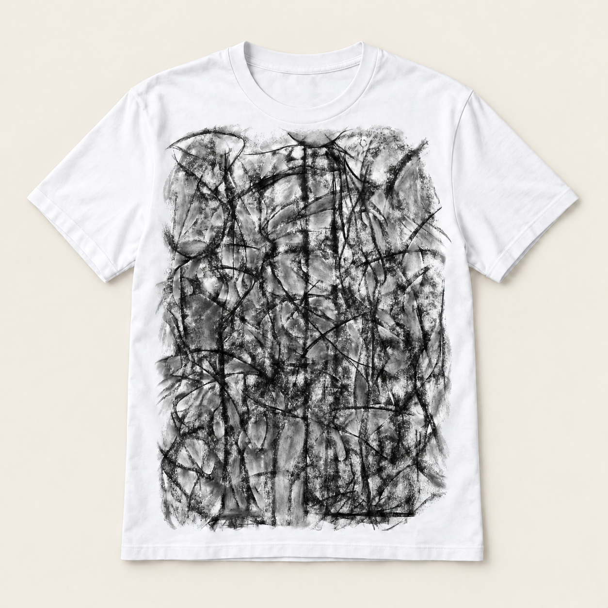 Evening Sigh print on a white T-shirt