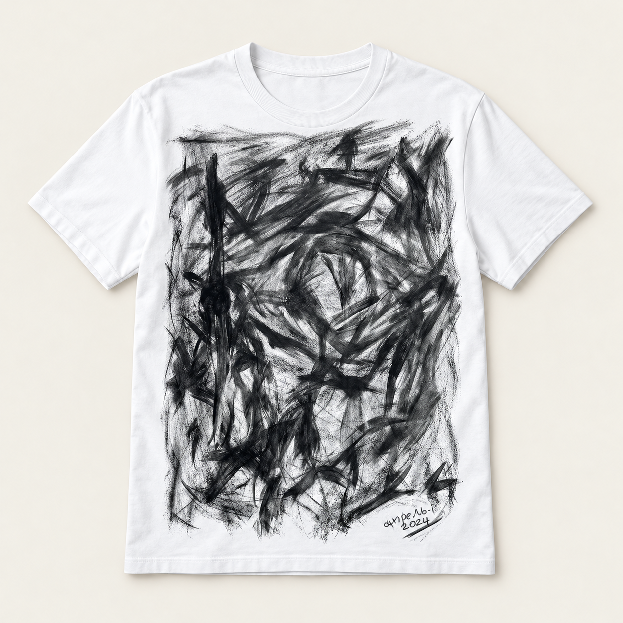 Genesis I print on a white T-shirt