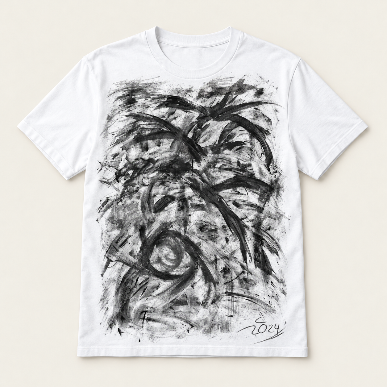 Genesis II print on a white T-shirt