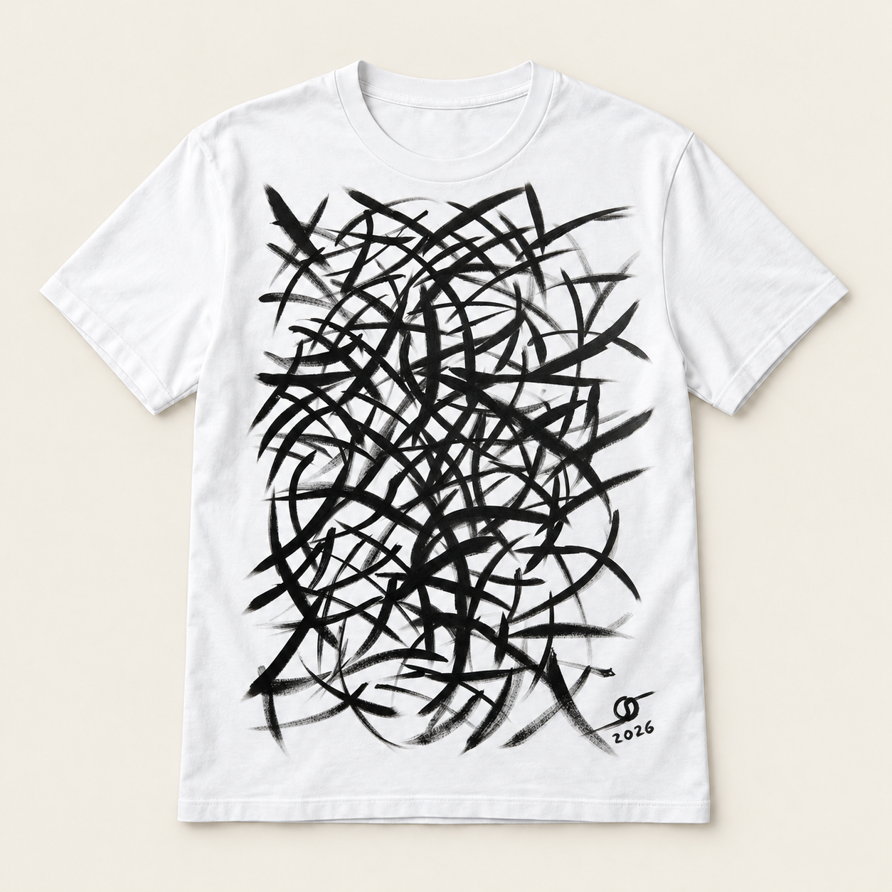 Impulse print on a white T-shirt